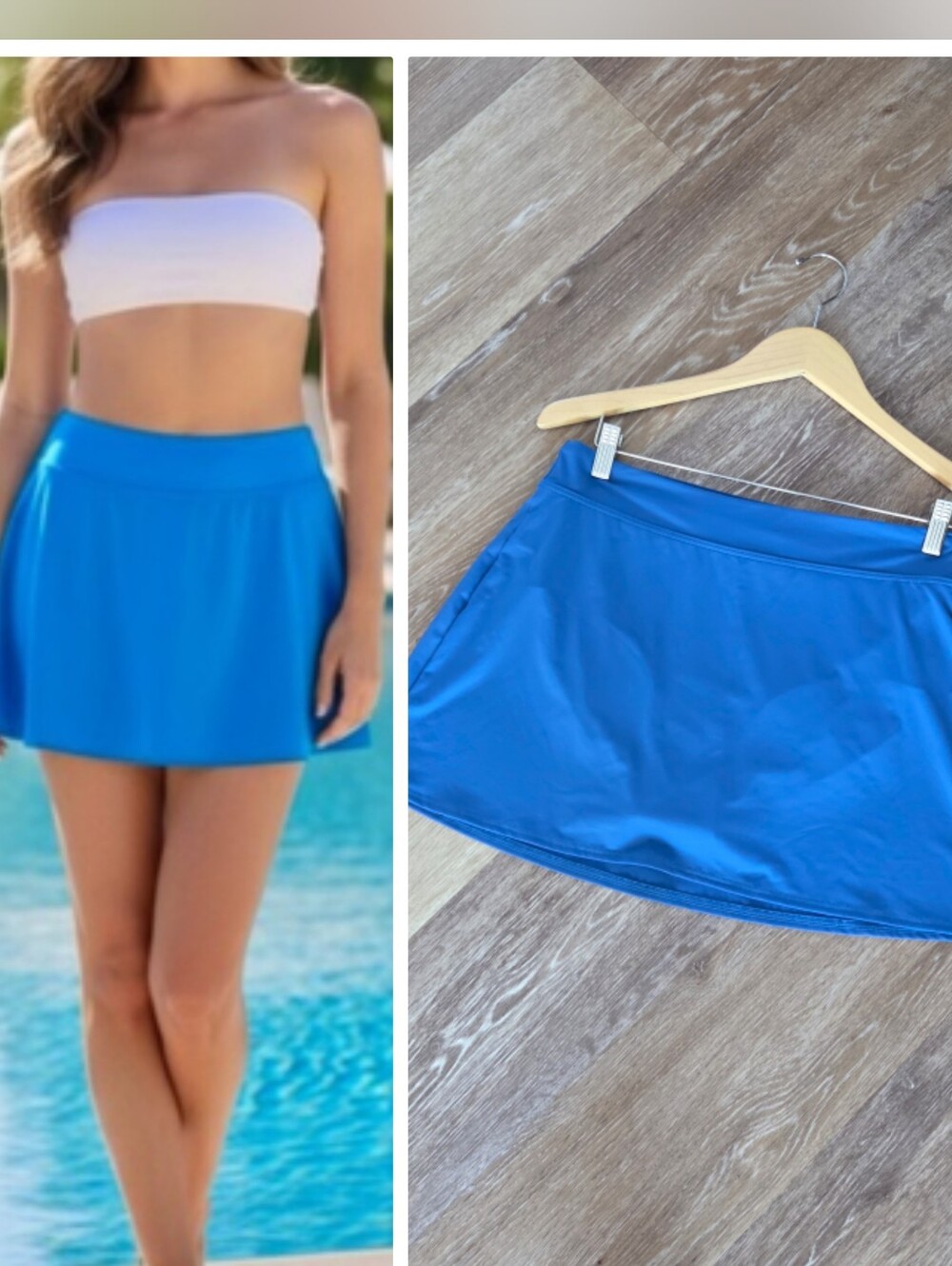 Lands' End Women's Pool Blue Skort NWOT Resort Lounge Beachy Swim Cover Up Vacay